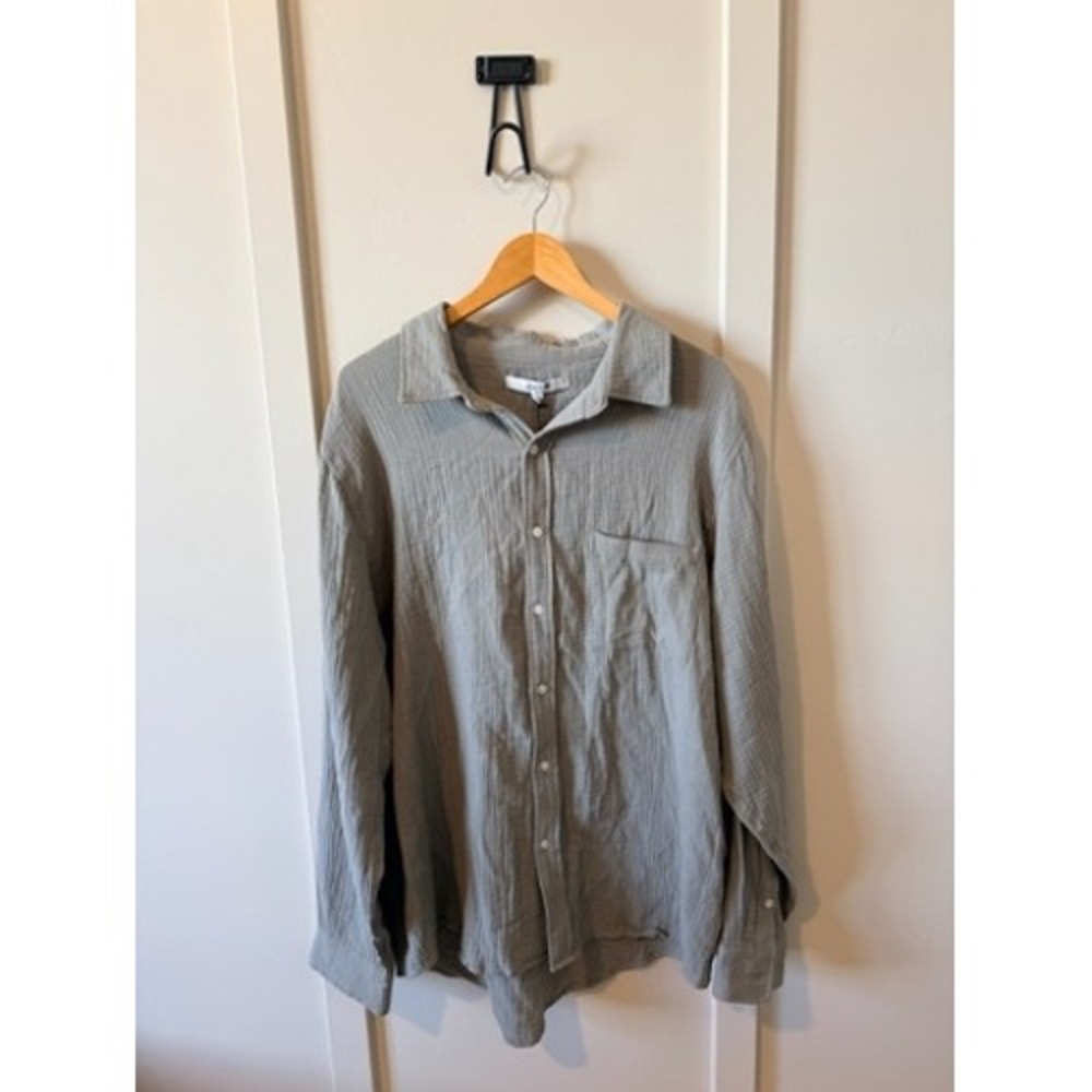 Joe's Jeans Mens XXL Olive Green Double Gauze Cotton Button Down Shirt NEW